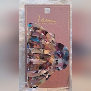 NWT I Am Premium Quality Large Round Hair Clip Multicolor Claw Clip